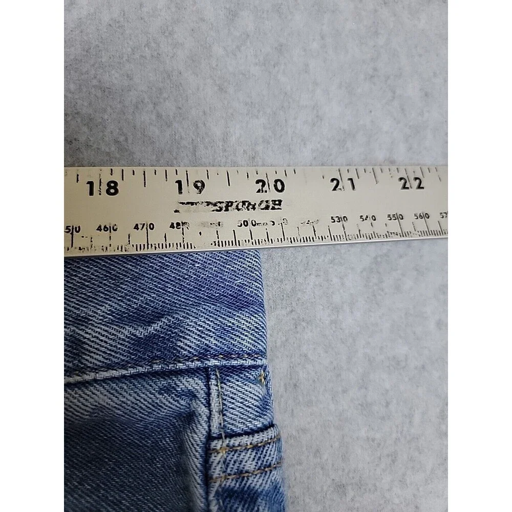 Levis 501 Jeans Womens 18P Short 40x24‎ Blue Button Fly Cotton Frayed Distressed